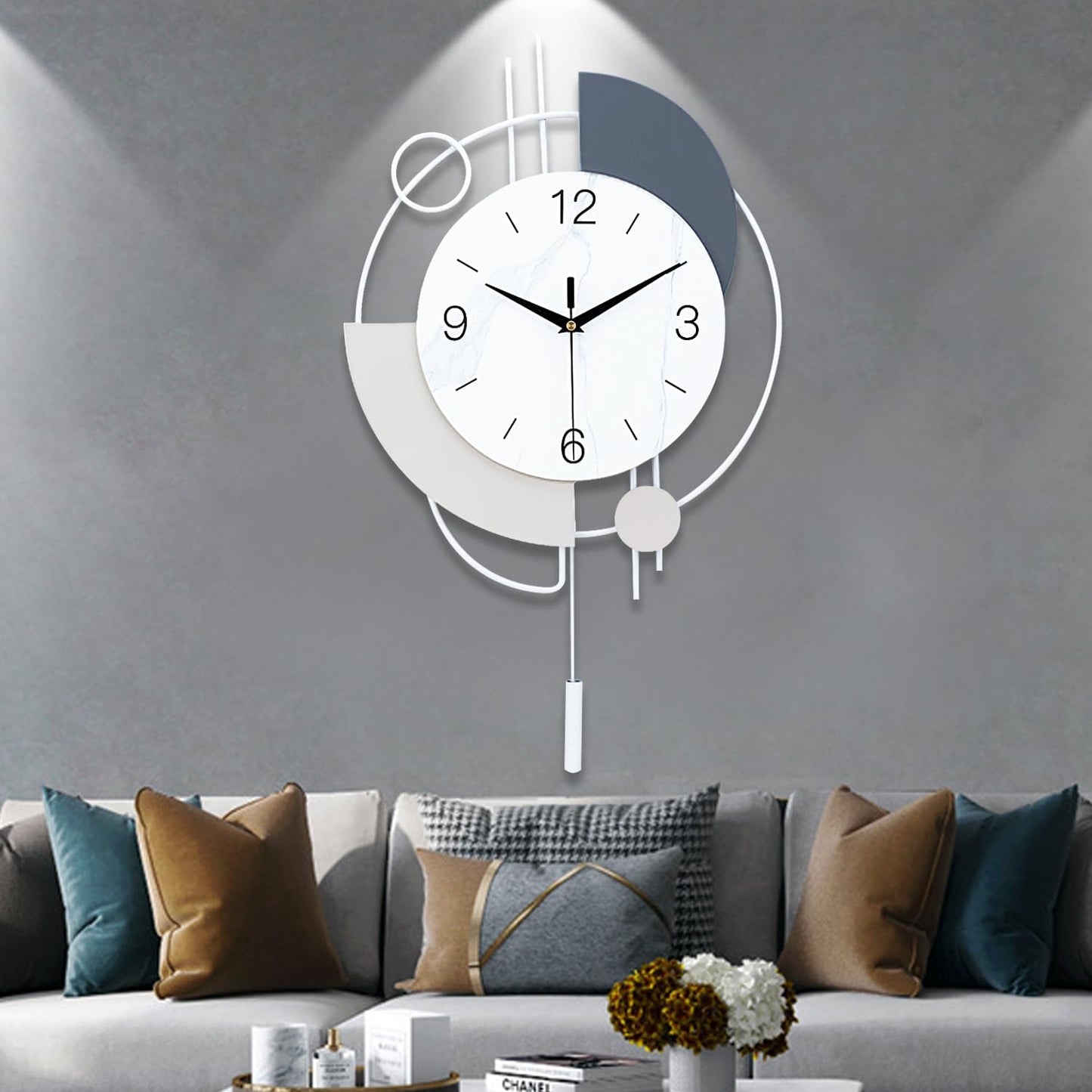Abstract Shaped Geometric Wall Clock White