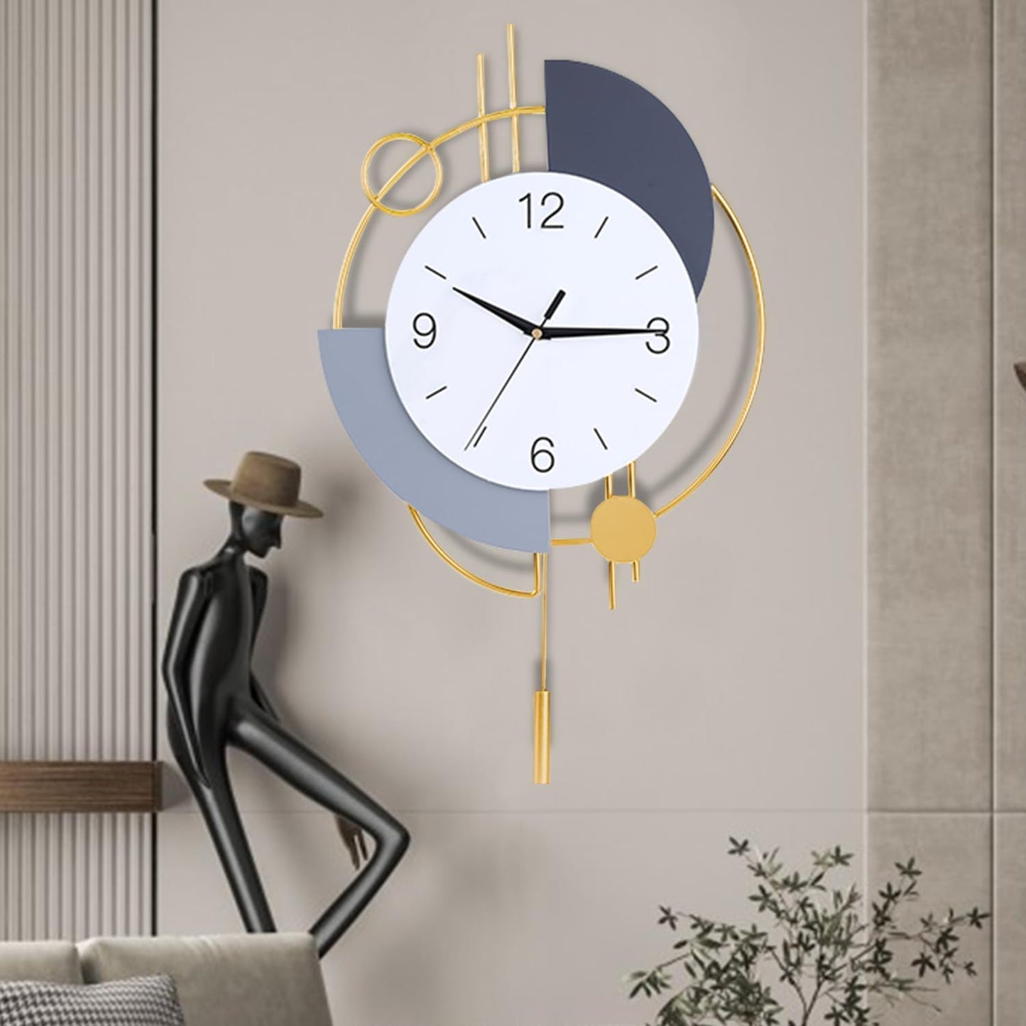 Abstract Shaped Geometric Wall Clock Gold