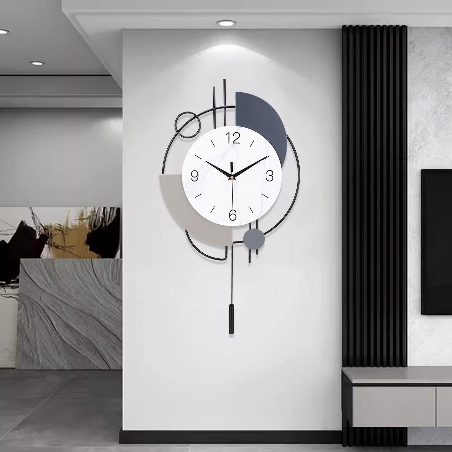 Abstract Shaped Geometric Wall Clock Black