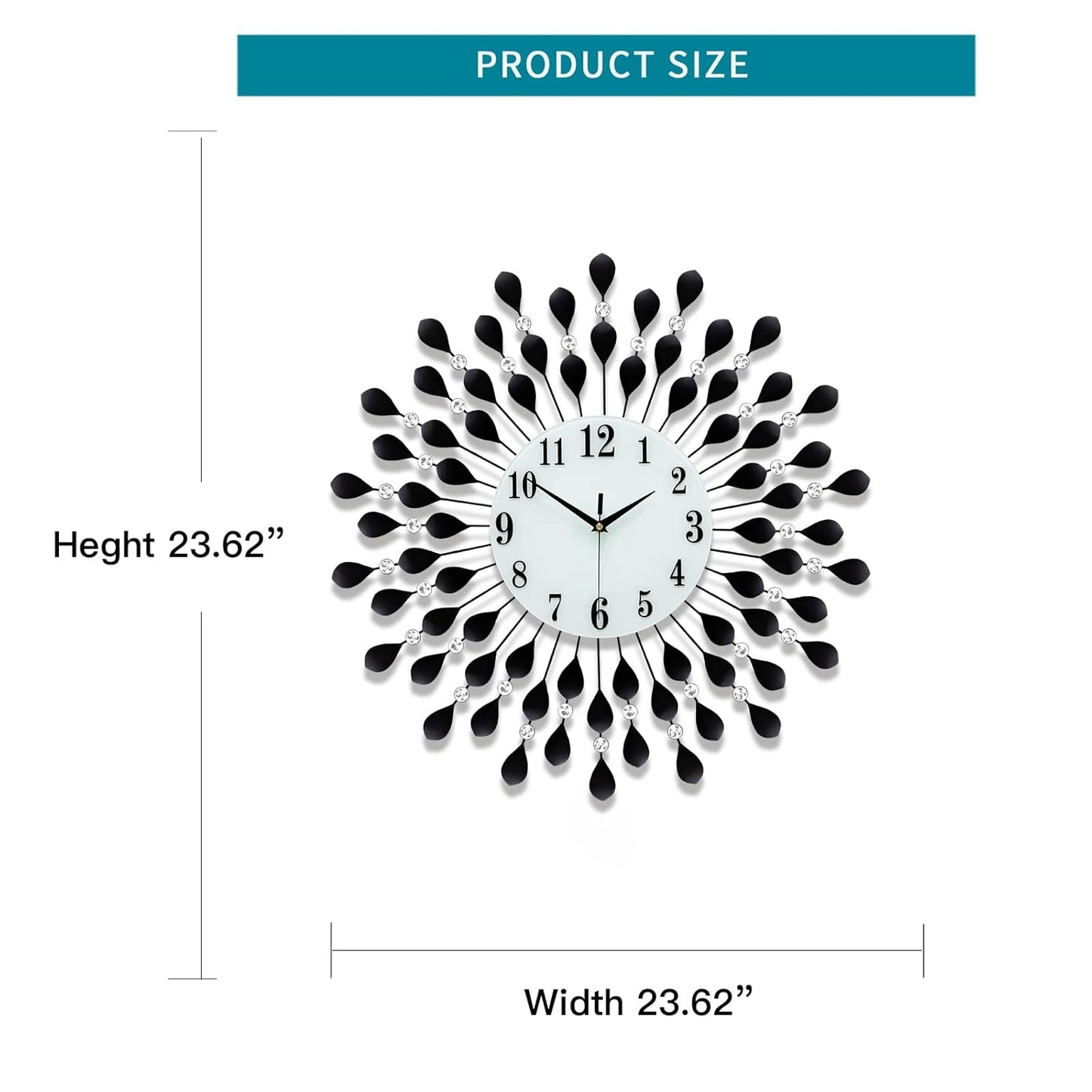 Black crystal wall clock