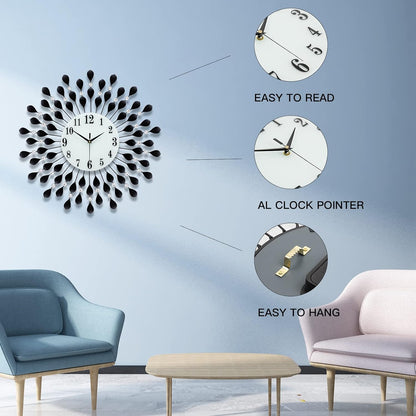 Black crystal wall clock