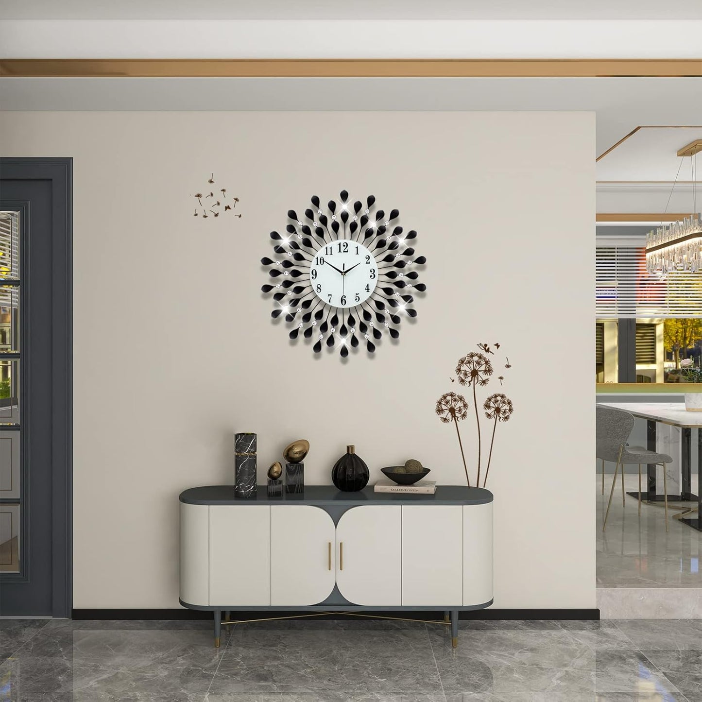 Black crystal wall clock